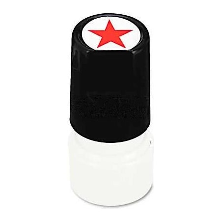 Universal Universal Round Message Stamp, STAR, Pre-Inked/Re-Inkable, Red UNV10081***